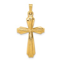 14K Textured and Polished Passion Cross Pendant view 1