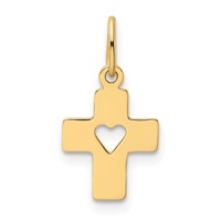 14K Yellow Gold Polished Cross Pendant with Heart view 4