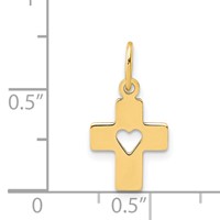 14K Yellow Gold Polished Cross Pendant with Heart view 3