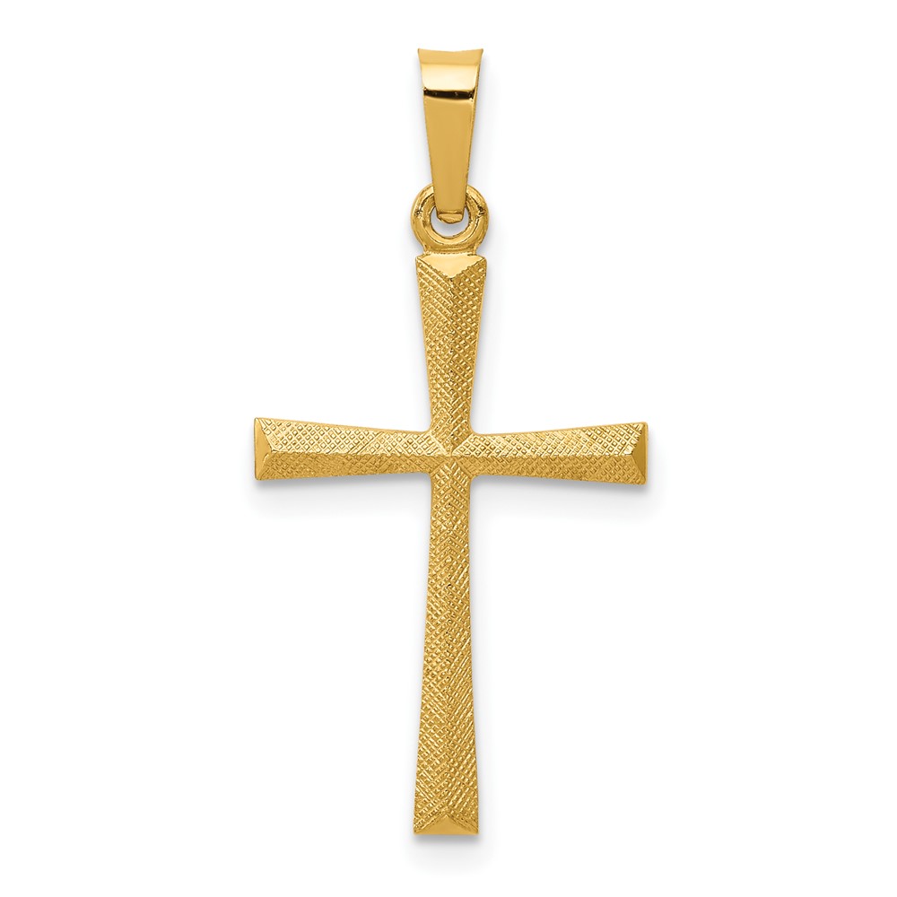 14k Textured and Polished Latin Cross Pendant