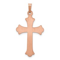 14K Rose Gold and White Rhodium Fleur De Lis Cross Pendant view 4
