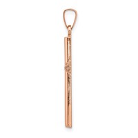 14K Rose Gold Brushed and Polished Hollow Cross Pendant view 2