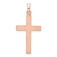 14K Rose Gold Brushed and Polished Hollow Cross Pendant view 4