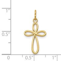 14K Yellow Gold Polished Small Ribbon Cross Pendant view 3