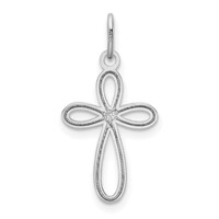 14K White Gold Polished Small Ribbon Cross Pendant view 4
