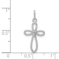 14K White Gold Polished Small Ribbon Cross Pendant view 3