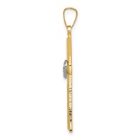 14K Two-tone Textured and Polished Latin Cross Pendant with Hearts view 2