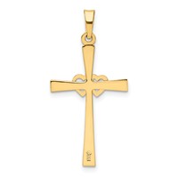 14K Two-tone Textured and Polished Latin Cross Pendant with Hearts view 4