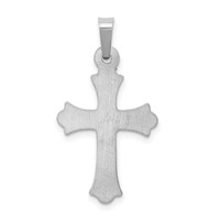 14K White Gold Textured and Polished Fleur De Lis Cross Pendant view 4