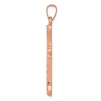 14K Rose Gold Brushed and Polished Fleur De Lis Cross Pendant view 2