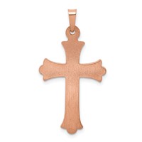 14K Rose Gold Brushed and Polished Fleur De Lis Cross Pendant view 4