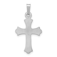 14K White Gold Diamond Fleur De Lis Cross Pendant with Heart view 4