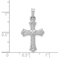 14K White Gold Diamond Fleur De Lis Cross Pendant with Heart view 3