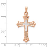 14K Two-Tone Fleur De Lis Cross Pendant view 3