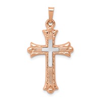 14K Two-Tone Fleur De Lis Cross Pendant view 1