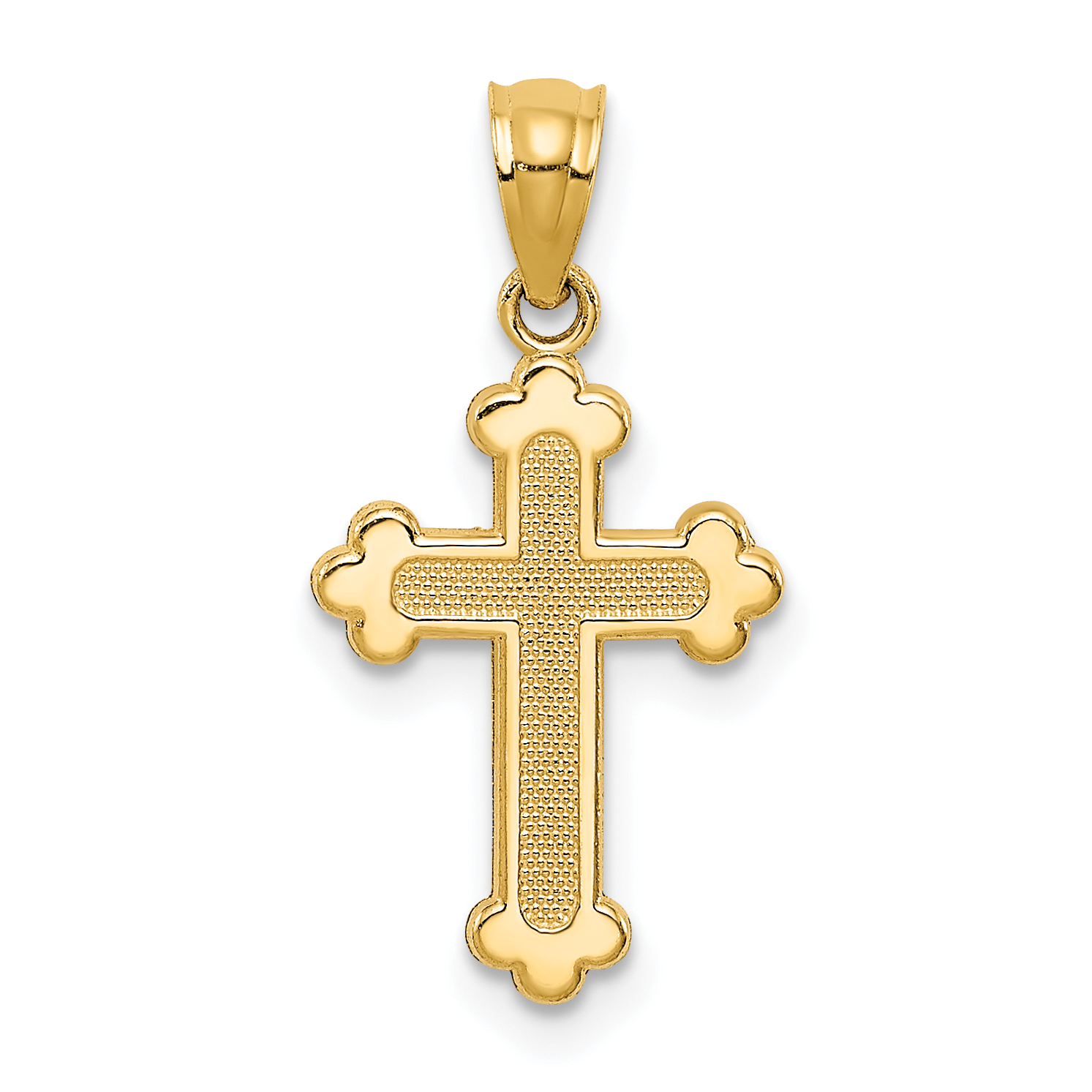 14k Gold Polished Small Budded Cross (XR1465)