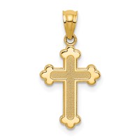 14K Yellow Gold Gold Polished Small Budded Cross Charm view 1