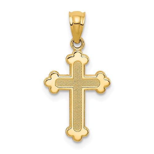 14K Yellow Gold Gold Polished Small Budded Cross Charm