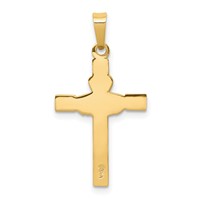 14K and White Rhodium Polished Claddagh Cross Pendant view 4