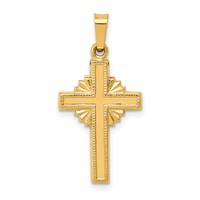 14K Yellow Gold Polished Celtic Iona Cross Pendant view 1