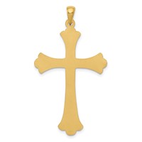 14K Yellow Gold Fleur De Lis Cross Pendant view 4