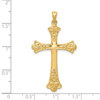 14K Yellow Gold Fleur De Lis Cross Pendant view 3