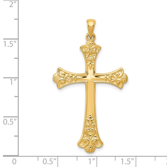 14k Fleur De Lis Cross Pendant