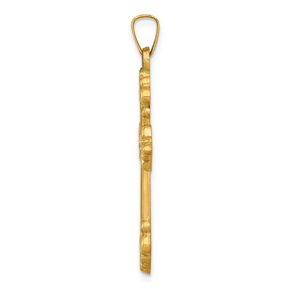 14k Polished Cross Budded Pendant (XR1473)