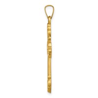 14K Yellow Gold Polished Fleur De Lis Cross Pendant view 2