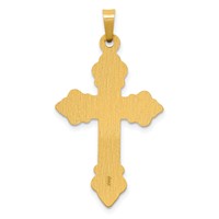 14K Yellow Gold Polished Fleur De Lis Cross Pendant view 4
