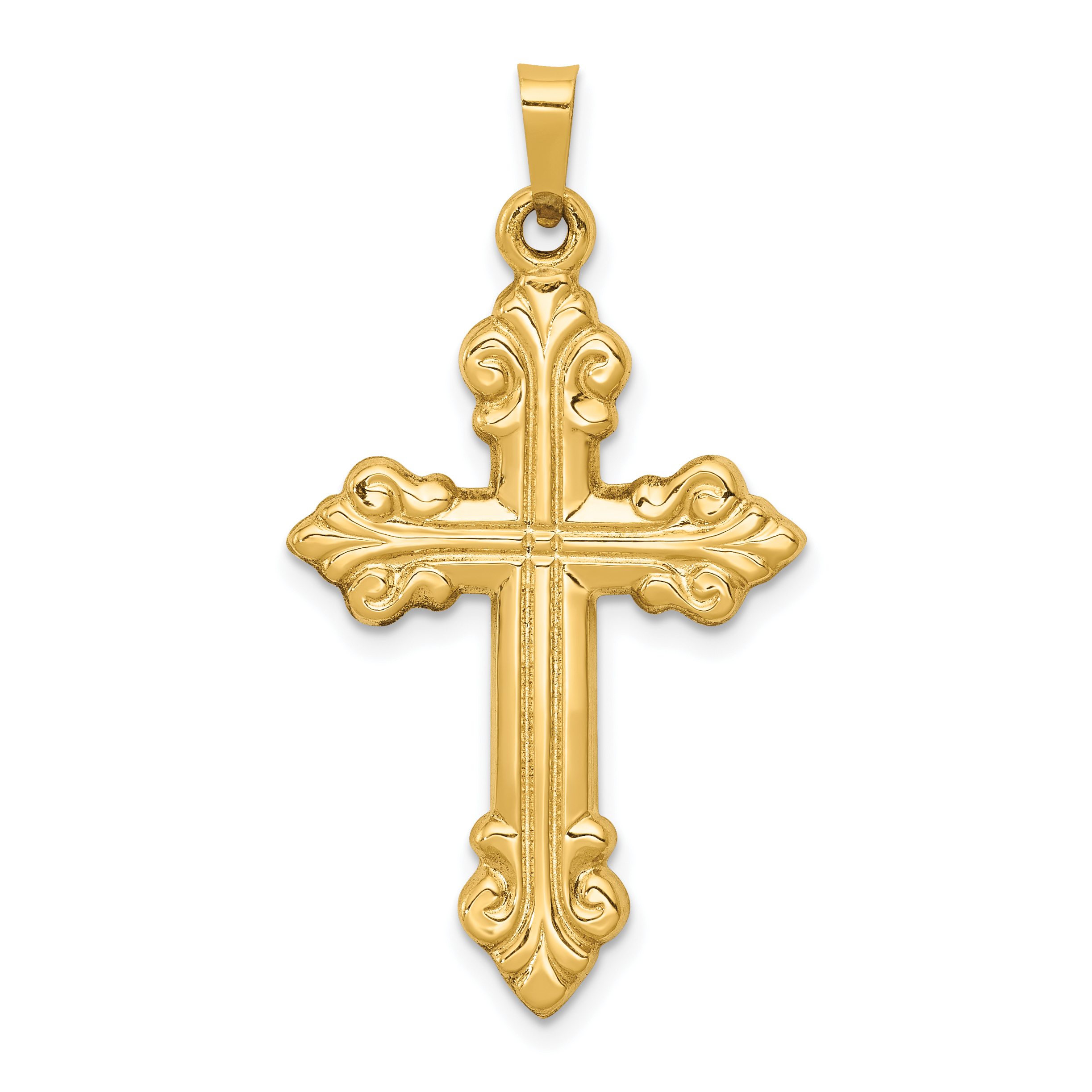 14k Polished Cross Budded Pendant (XR1473)