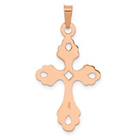 14K Rose Gold Polished Fleur De Lis Cross Pendant view 3