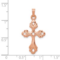 14K Rose Gold Polished Fleur De Lis Cross Pendant view 4