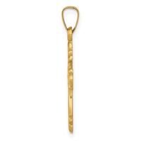 14K Yellow Gold Polished Fleur De Lis Cross Pendant view 2