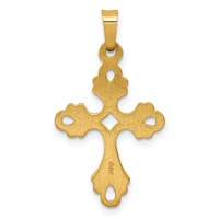 14K Yellow Gold Polished Fleur De Lis Cross Pendant view 3