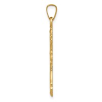 14K Yellow Gold Polished Fleur De Lis Cross Pendant view 2