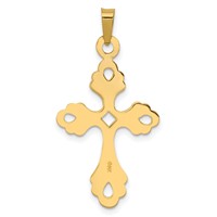 14K Yellow Gold Polished Fleur De Lis Cross Pendant view 3