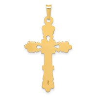 14K Yellow Gold Polished Budded Cross Pendant view 3