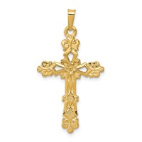 14K Yellow Gold Polished Budded Cross Pendant view 1