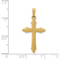 14K Yellow Gold Textured and Polished Passion Cross Pendant view 4