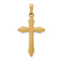 14K Yellow Gold Textured and Polished Passion Cross Pendant view 1
