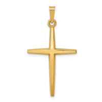 14K Yellow Gold Polished Latin Cross Pendant view 1