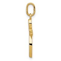 14K Yellow Gold Polished Small Ribbon Cross Pendant view 2