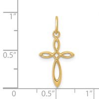 14K Yellow Gold Polished Small Ribbon Cross Pendant view 4