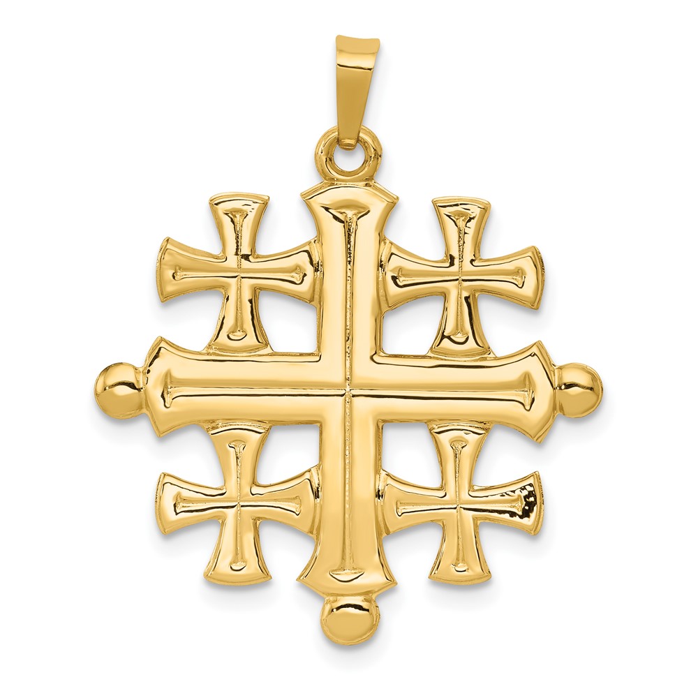 14K Polished Jerusalem Cross Pendant