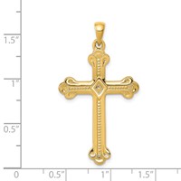 14K Yellow Gold Budded Cross Pendant view 3