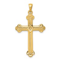 14K Yellow Gold Budded Cross Pendant view 1