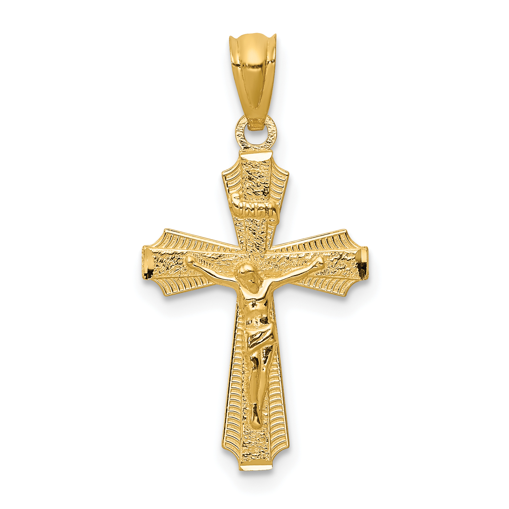 14k Gold Polished Small Passion Crucifix Pendant (XR1493)