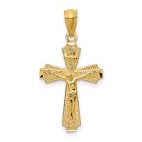 14K Yellow Gold Polished Small Passion Crucifix Pendant view 1
