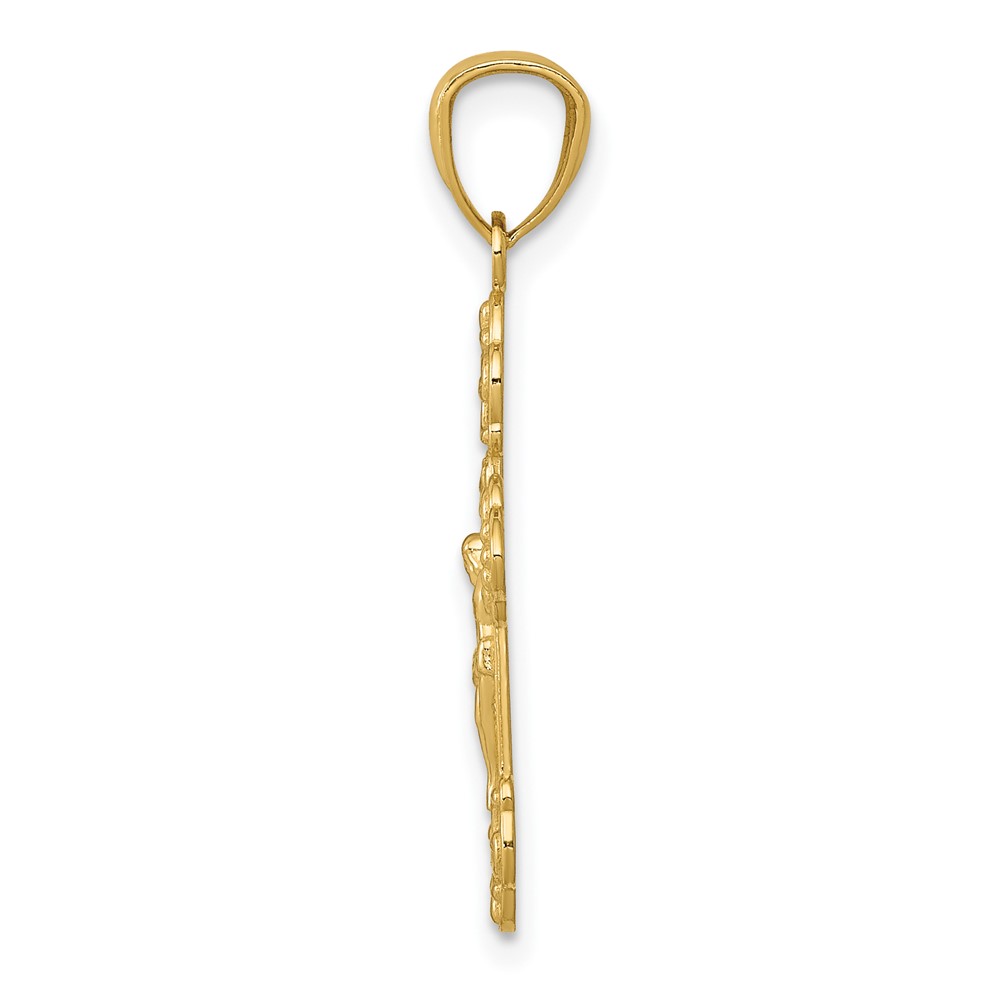 14k Gold Polished INRI Small Crucifix Pendant (XR1494)